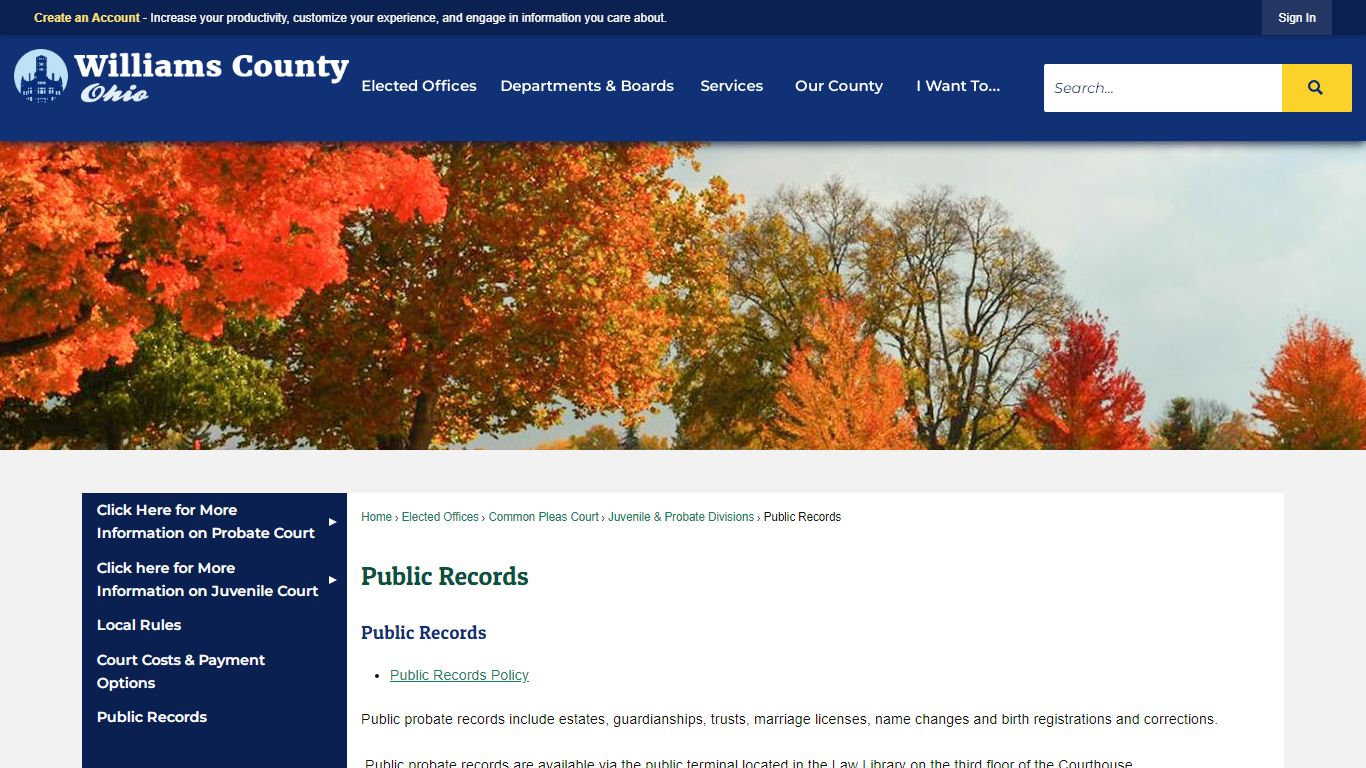 Public & Sealed Records | Williams County, OH